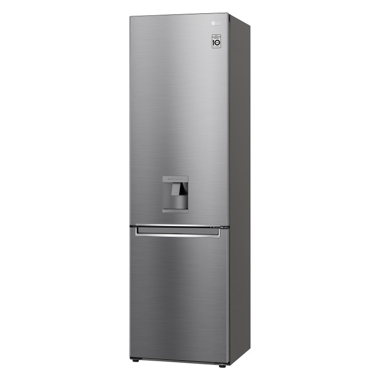 Refurbished LG NatureFRESH GBF62PZGGN Freestanding 384 Litre 70/30 Frost Free Fridge Freezer Shiny Steel