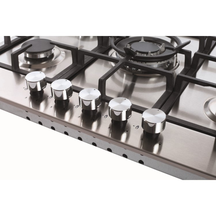 Refurbished Amica AGH7100SS 68cm 5 Burner Gas Hob With Cast Iron Pan Stands Stainless Steel