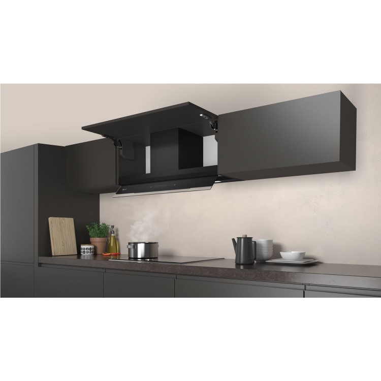 Refurbished Neff N70 D95XAM2S0B 90cm Canopy Cooker Hood with Fold-out Glass Deflector Black