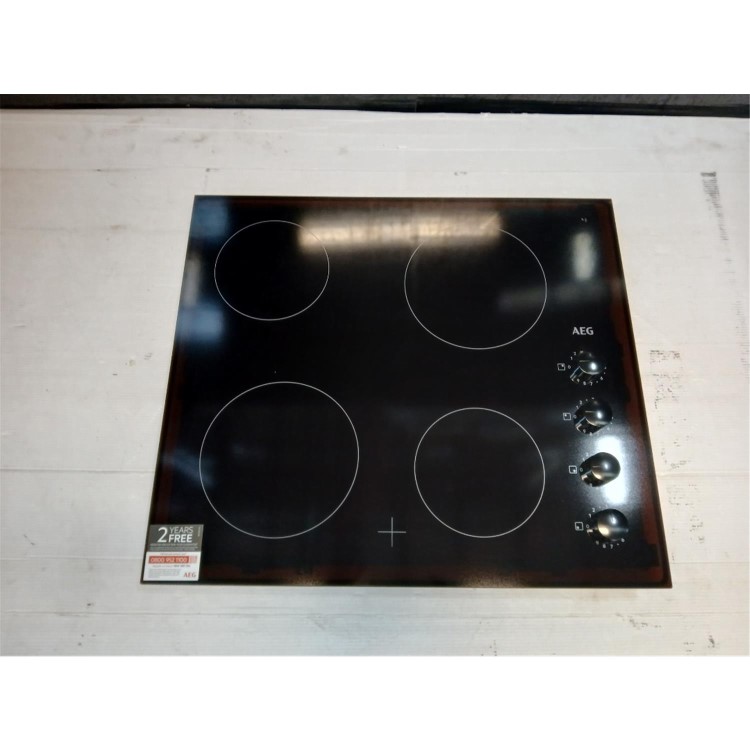 Refurbished AEG 3000 Series HK614000CB 59cm 4 Zone Ceramic Hob with Knob Controls Black