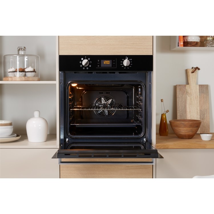 Indesit Aria Electric Fan Single Oven - Black