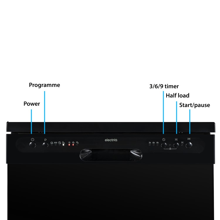 Refurbished electriQ EQ60DWBLACK 12 Place Freestanding Dishwasher Black