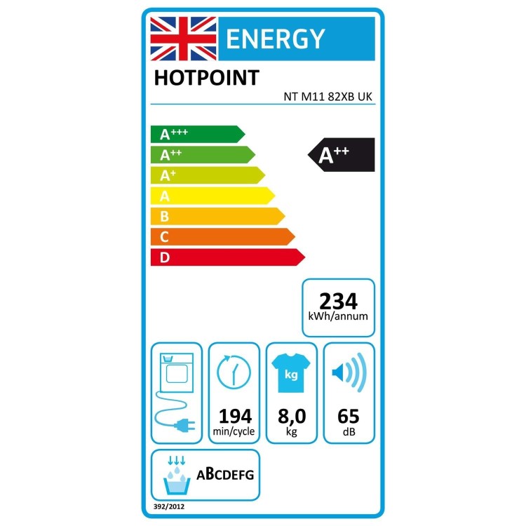 Refurbished Hotpoint ActiveCare NTM1182XB Freestanding Heat Pump 8KG Tumble Dryer White