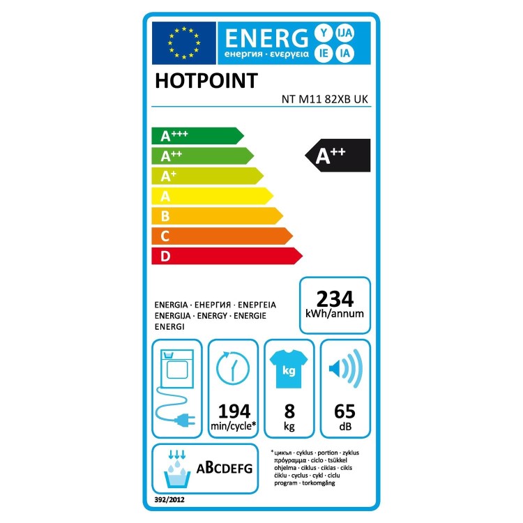 Refurbished Hotpoint ActiveCare NTM1182XB Freestanding Heat Pump 8KG Tumble Dryer White