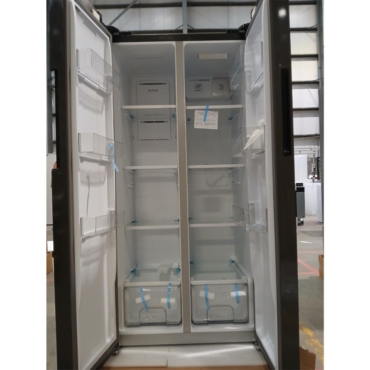 Refurbished electriQ eiQ84SBSFFINOX Freestanding 430 Litre Frost Free American Fridge Freezer Grey