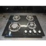 Refurbished electriQ EQGH406GGBLK 60cm Gas on Glass 4 Burner Gas Hob Black Glass