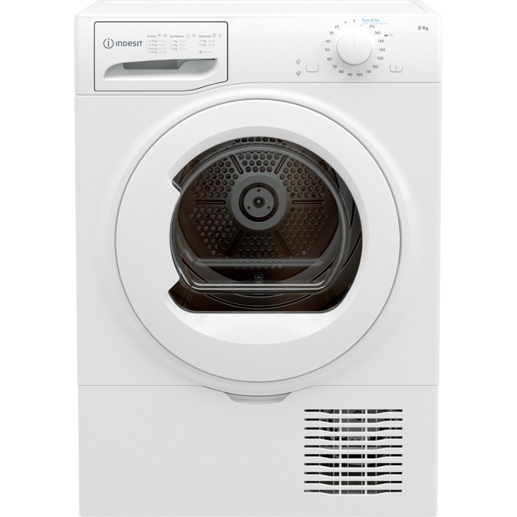 Refurbished Indesit Turn&Go I2D81WUK Freestanding Condenser 8KG Tumble Dryer White