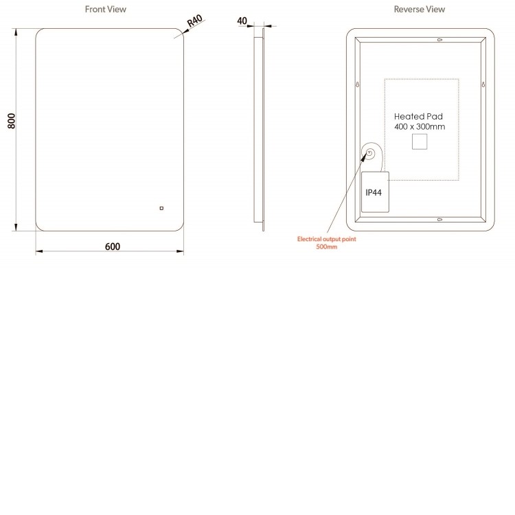 Rectangular Backlit Heated Bathroom Mirror with Lights 600 x 800mm- HiB Ambience 60