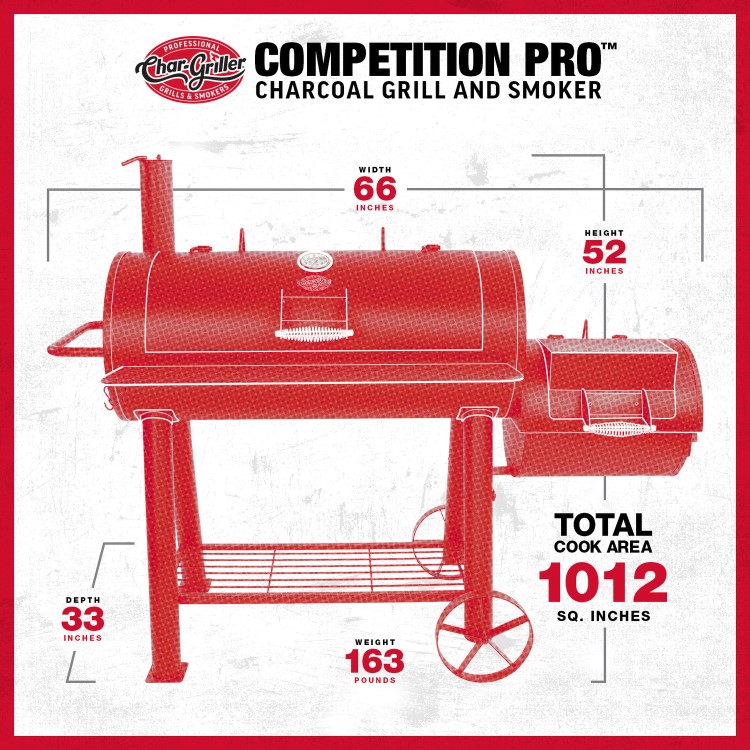 Char-Griller Competition Pro Offset Smoker BBQ & Grill