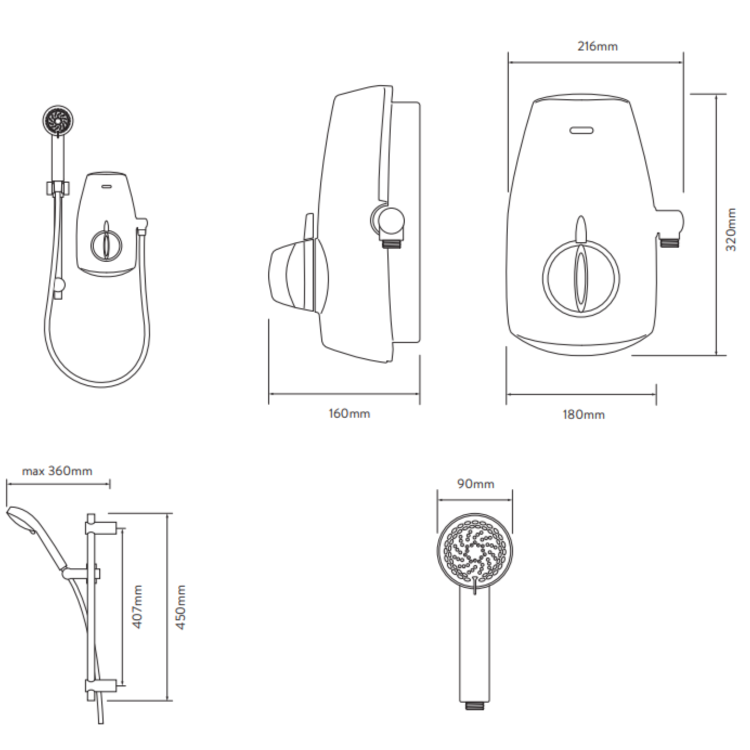 Aquastream Power Shower - White