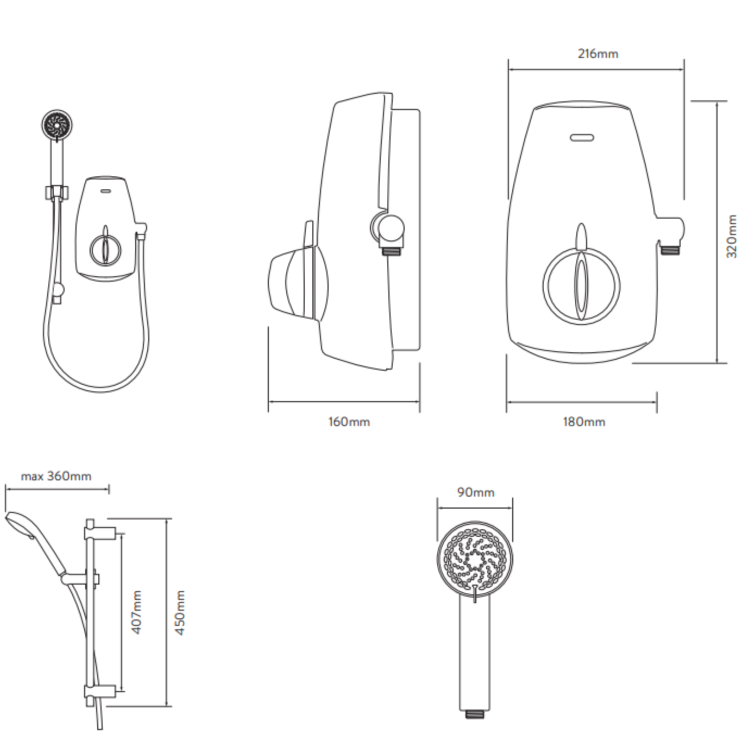 Aquastream Power Shower - White/Chrome