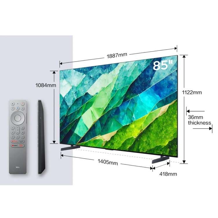 TCL C855K 85 inch Smart Mini LED 4K Ultra HD Google QLED TV