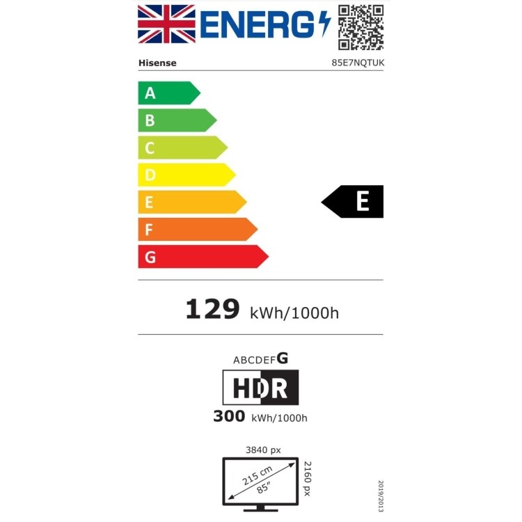 Hisense E7N 85 inch Smart 4K Ultra HD QLED TV