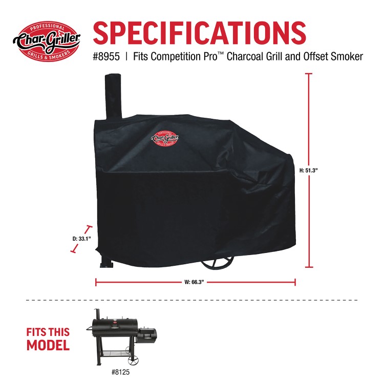 Char-Griller Competition Pro BBQ Grill Cover - Black