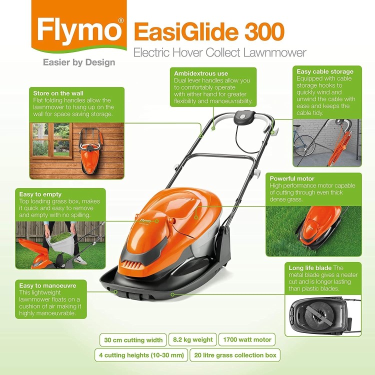 Refurbished Flymo Easi Glide 300 30cm Hover Corded Electric Lawnmower