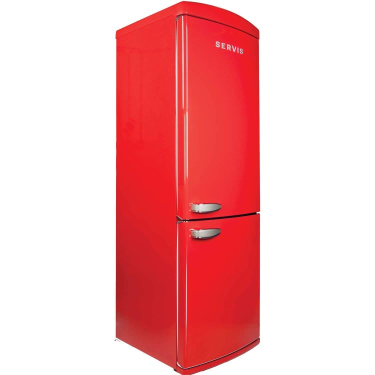 Servis C60185NFR Retro Right Hand Hinge Freestanding Fridge Freezer Red