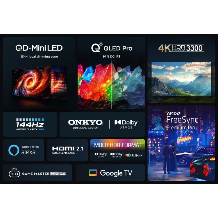 TCL C855K 98 inch Smart Mini LED 4K Ultra HD Google QLED TV