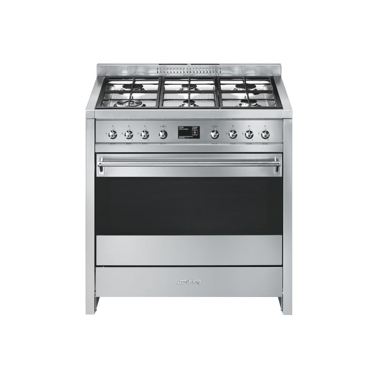 Smeg Opera 90cm Dual Fuel Single Oven Range Cooker - Stainless Steel