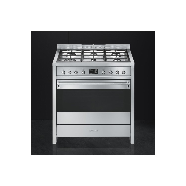 Smeg Opera 90cm Dual Fuel Single Oven Range Cooker - Stainless Steel