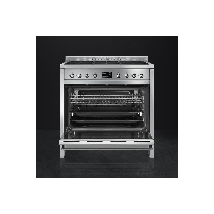 Smeg Opera 90cm Dual Fuel Single Oven Range Cooker - Stainless Steel