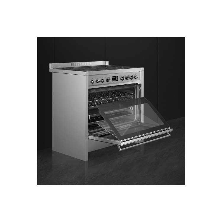 Smeg Opera 90cm Dual Fuel Single Oven Range Cooker - Stainless Steel