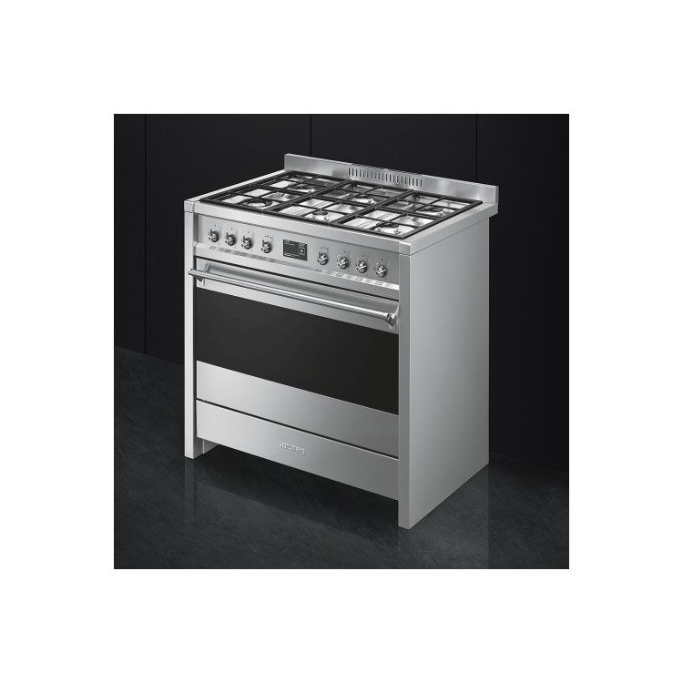 Smeg Opera 90cm Dual Fuel Single Oven Range Cooker - Stainless Steel