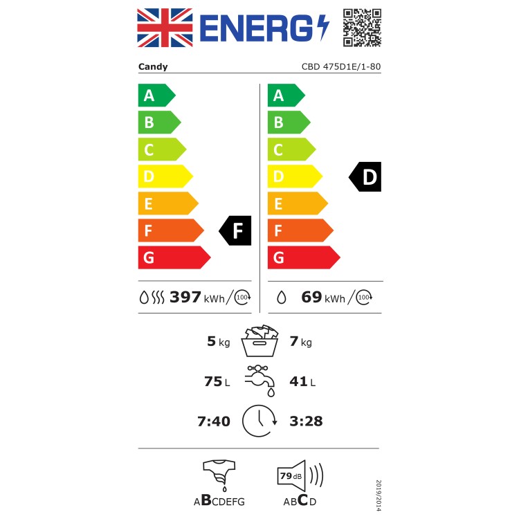 Candy 7kg Wash 5kg Dry Integrated Washer Dryer