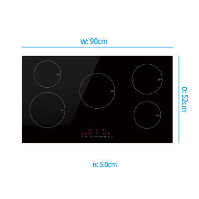 Refurbished electriQ EIQIND90 90cm 5 Zone Induction Hob Black