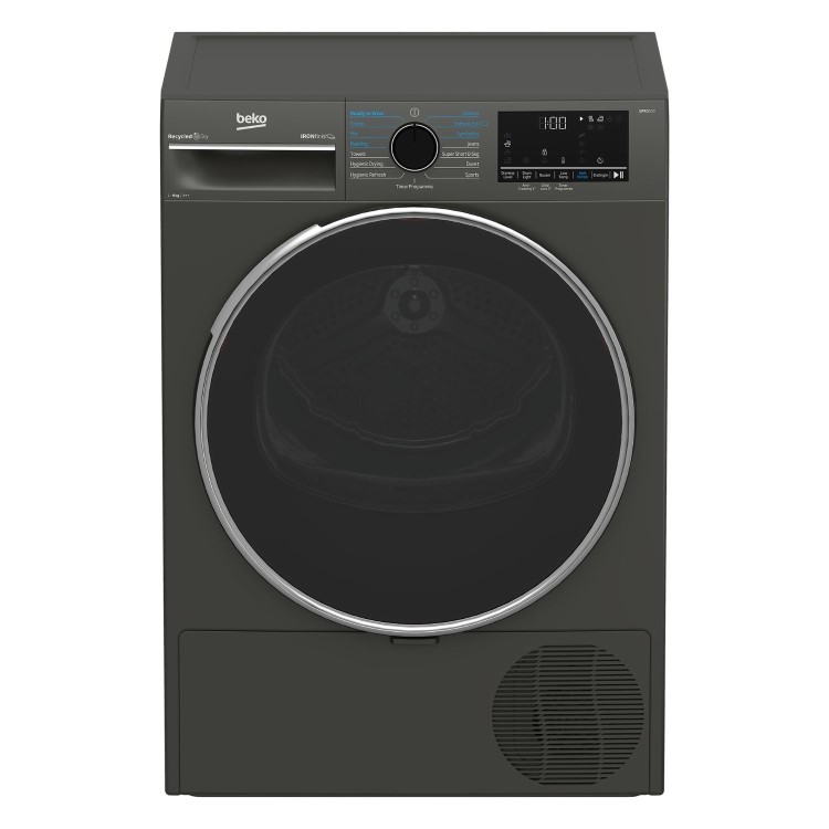 Refurbished Beko IronFinish B5T4923IG Freestanding Heat Pump 9KG Tumble Dryer Graphite