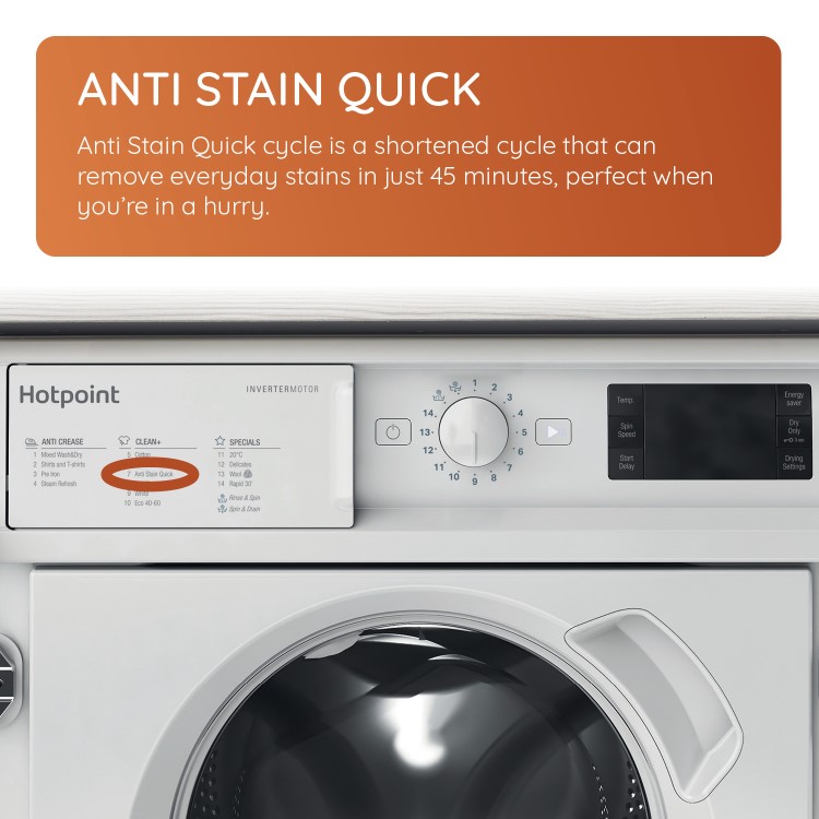 Hotpoint Anti-Stain 9kg Wash 6kg Dry 1400rpm Integrated Washer Dryer - White