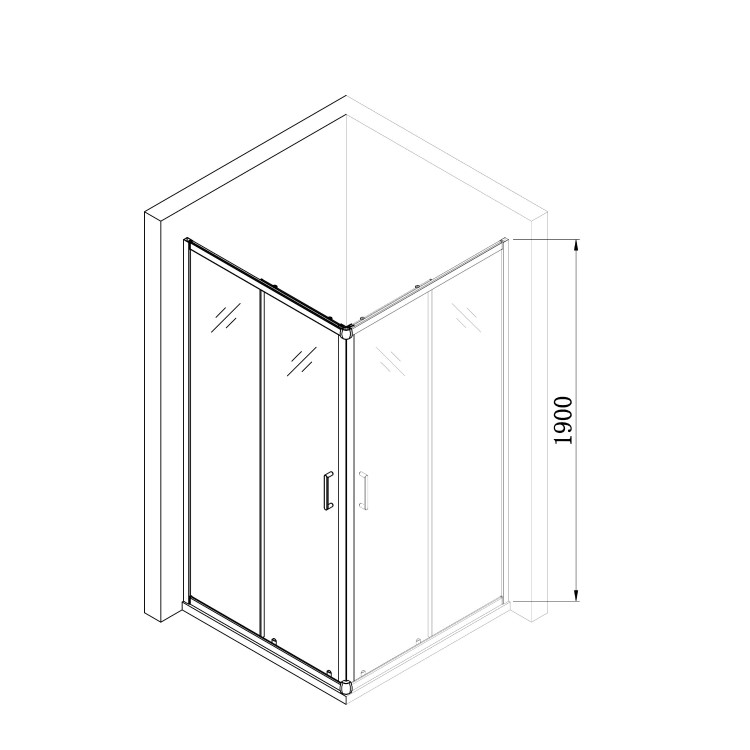 Chrome 6mm Glass Square Corner Entry Shower Enclosure 800mm -Carina