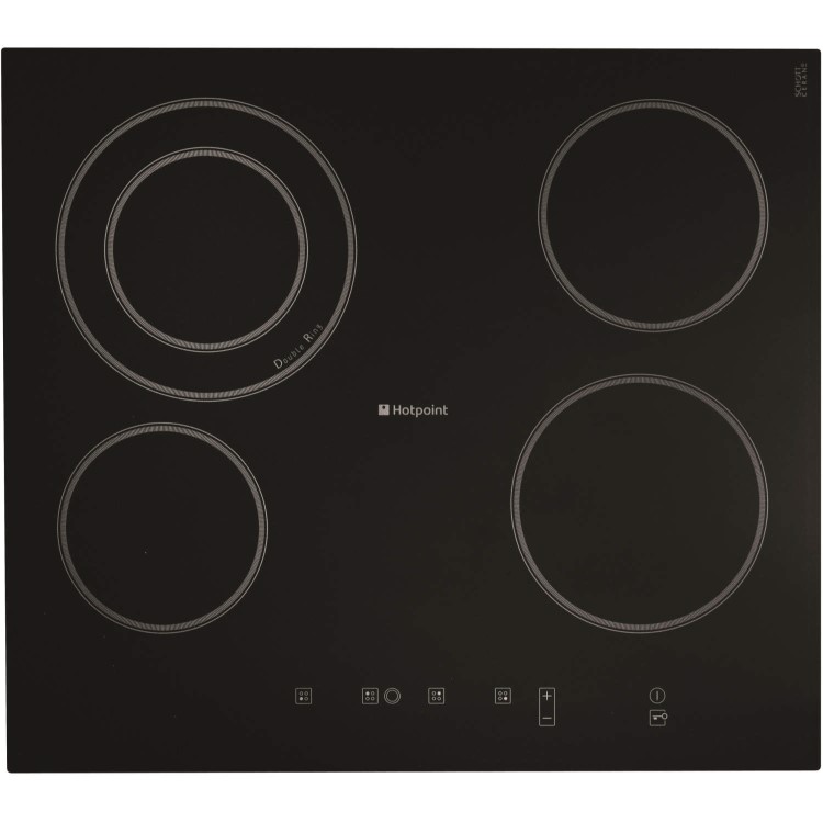 Hotpoint CRA641DC Touch Control 60cm Ceramic Hob with Finished Glass Edge in Black