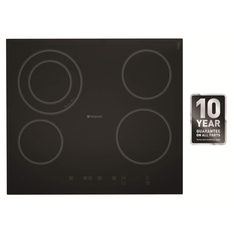 Hotpoint CRA641DC Touch Control 60cm Ceramic Hob with Finished Glass Edge in Black