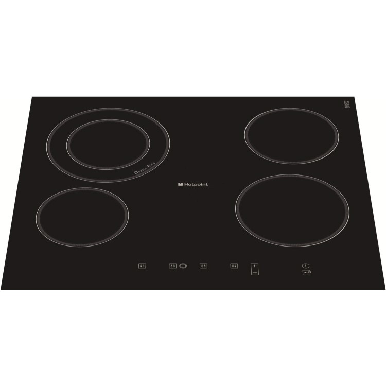 Hotpoint CRA641DC Touch Control 60cm Ceramic Hob with Finished Glass Edge in Black