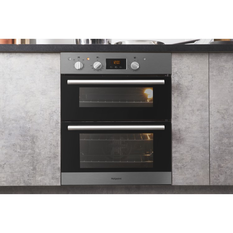 Refurbished Hotpoint Luce DU2540IX 60cm Double Built Under Electric Oven Stainless Steel