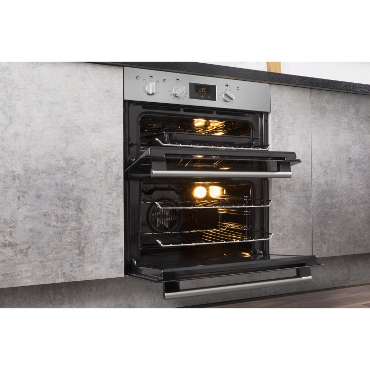 Refurbished Hotpoint Luce DU2540IX 60cm Double Built Under Electric Oven Stainless Steel