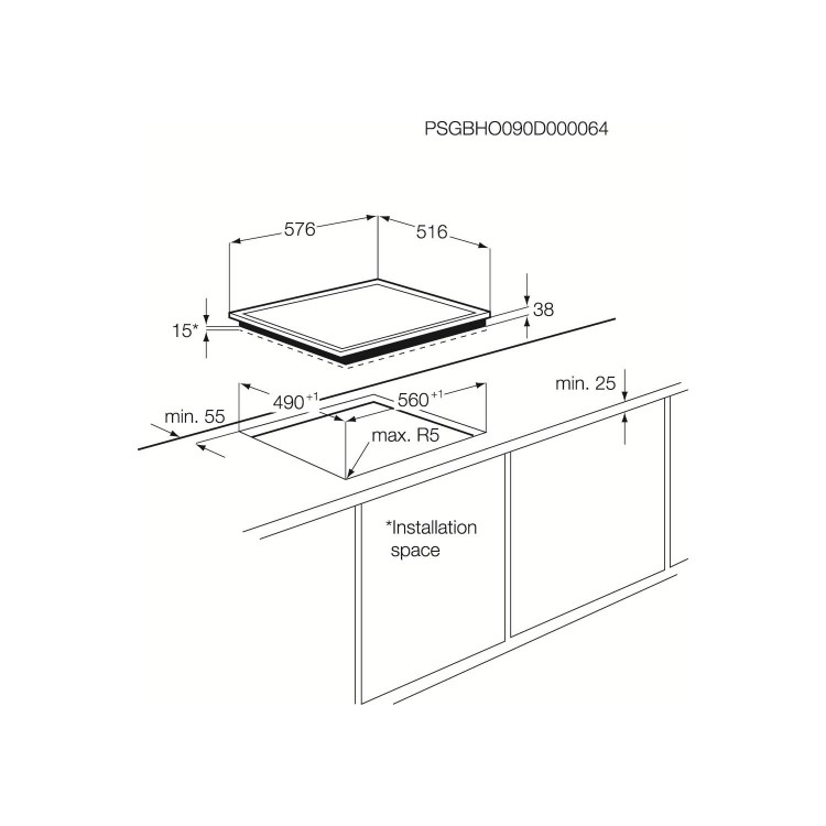 AEG 3000 Series 58cm 4 Zone Ceramic Hob with Stainless Steel Frame