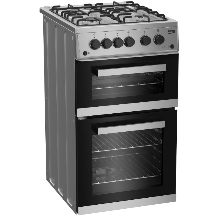 Refurbished Beko KDG583S 50cm Double Cavity Gas Cooker Silver