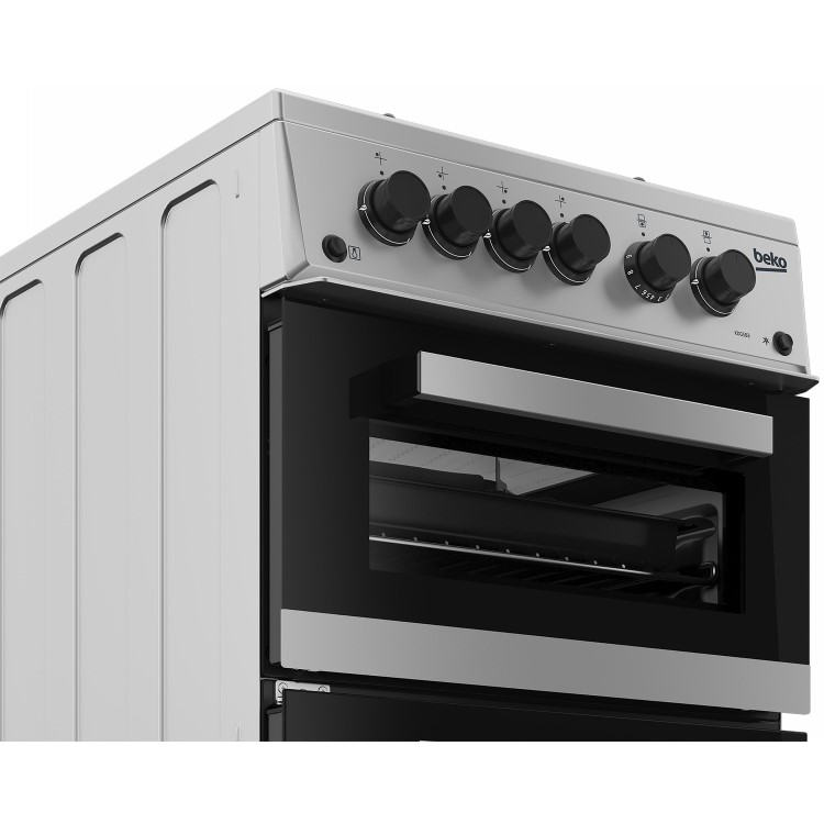 Refurbished Beko KDG583S 50cm Double Cavity Gas Cooker Silver