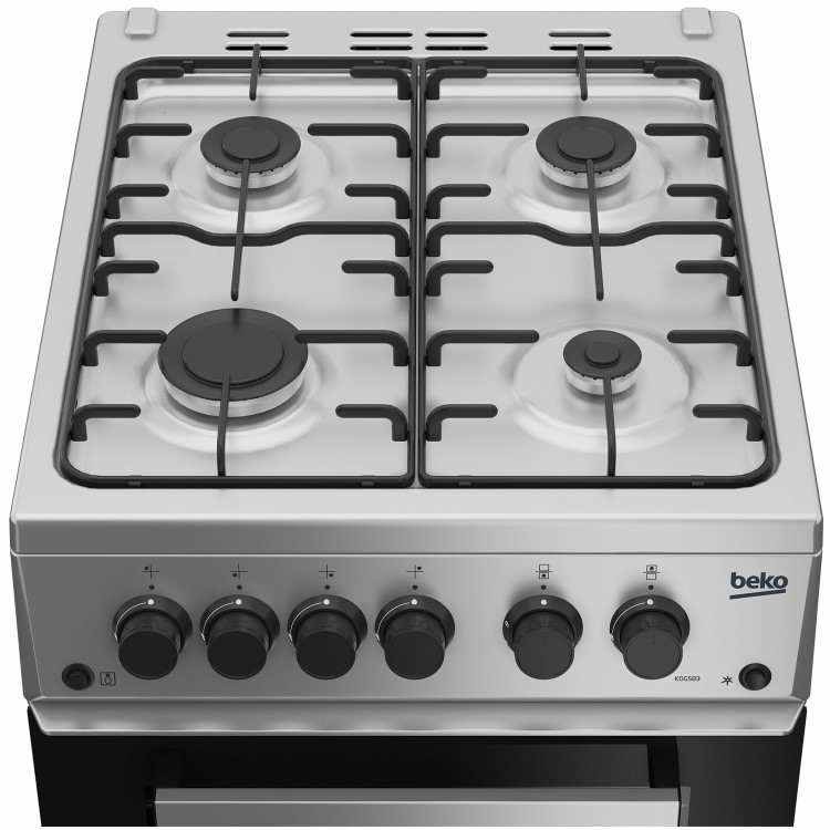 Refurbished Beko KDG583S 50cm Double Cavity Gas Cooker Silver