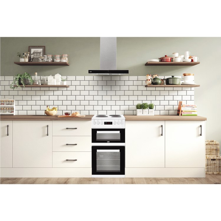 Refurbished Beko KDV555AW 50cm Double Oven Electric Cooker White