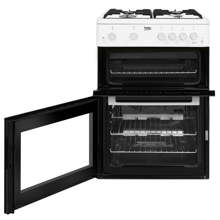 Refurbished Beko KTG611W 60cm Double Cavity Gas Cooker White