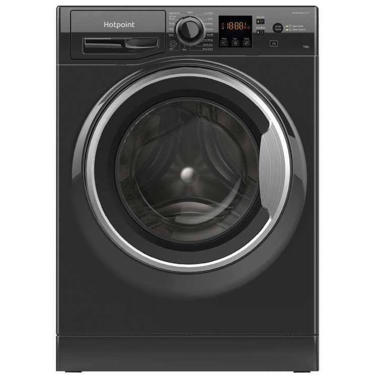 Refurbished Hotpoint AntiStain NSWM1046BSUK Freestanding 10KG 1400 Spin Washing Machine Black