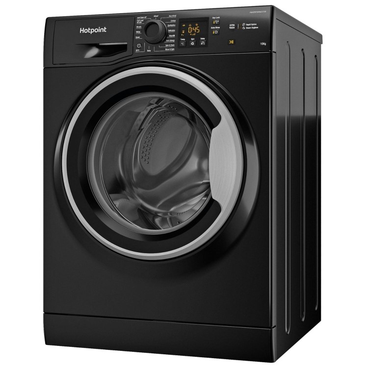 Refurbished Hotpoint AntiStain NSWM1046BSUK Freestanding 10KG 1400 Spin Washing Machine Black