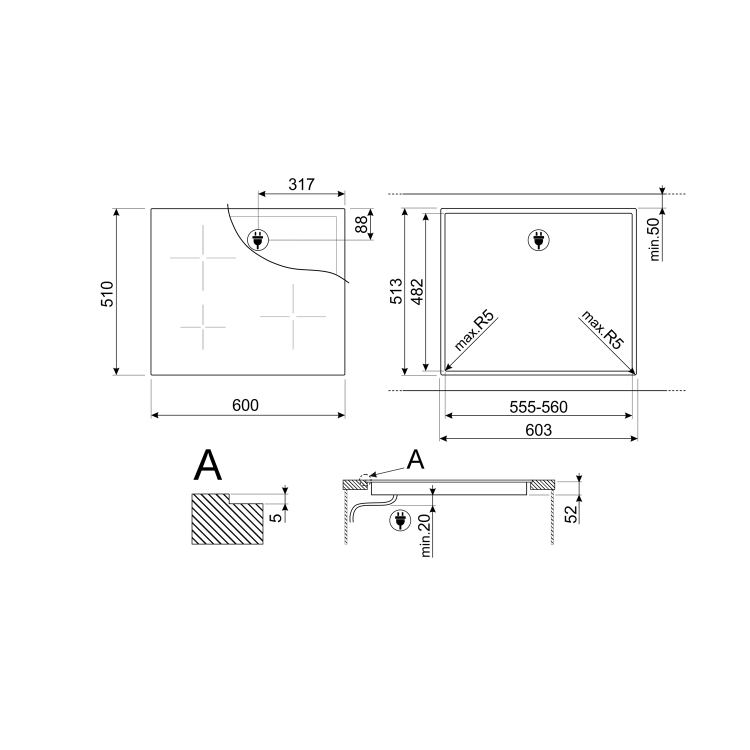 Smeg 60cm 4 Zone Induction Hob