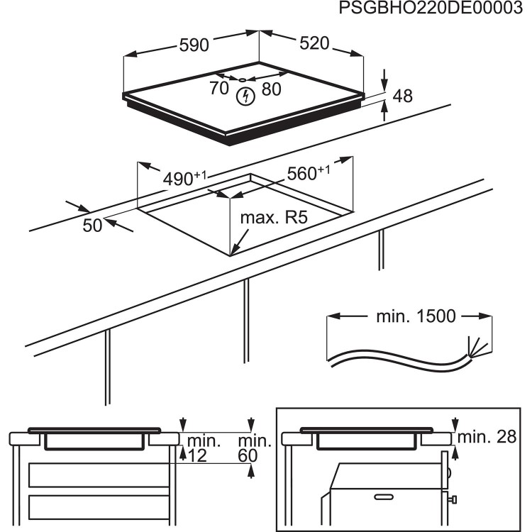 Zanussi 59cm 4 Zone Induction Hob