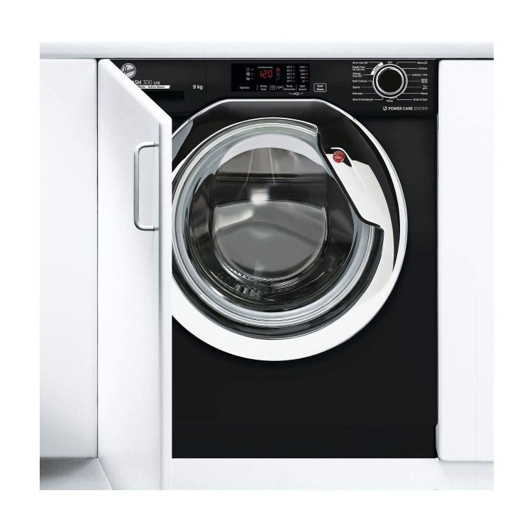 Refurbished Hoover H-Wash 300 Lite HBWS49D3ACBE Integrated 9KG 1400 Spin Washing Machine Black