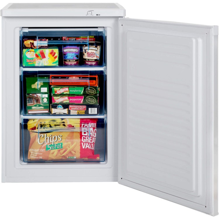 LEC U6014 60cm Wide Freestanding Upright Under Counter Freezer - White