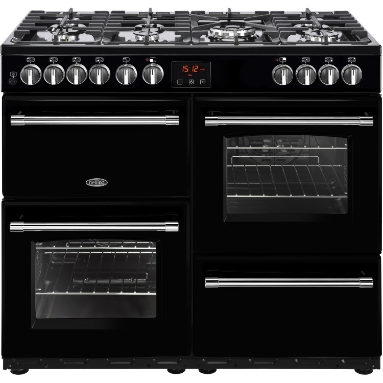 Refurbished Belling Farmhouse 100DFT 100cm Dual Fuel Range Cooker Black