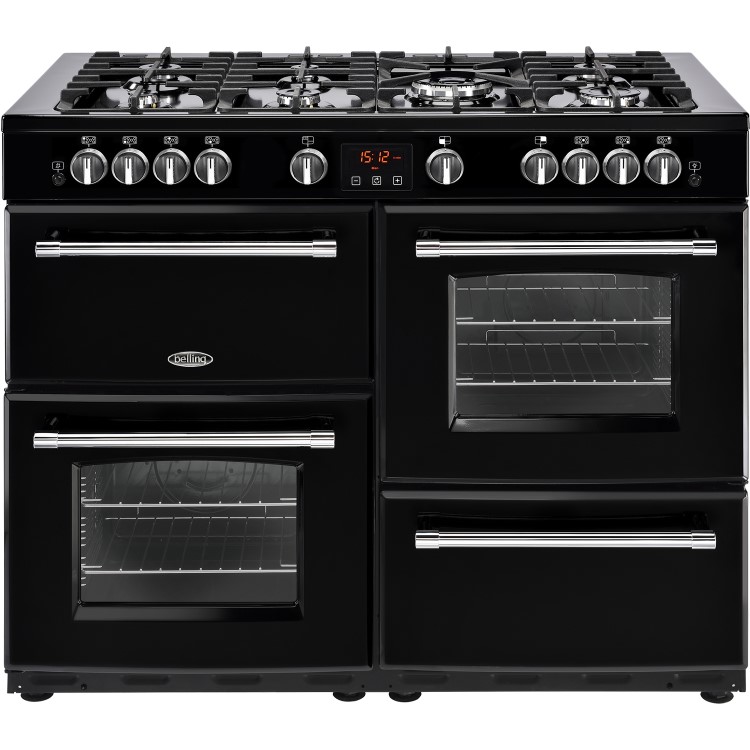 Belling Farmhouse 110DFT 110cm Dual Fuel Range Cooker - Black